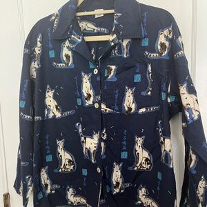 NEW Navy Blue Organic Cotton Pajama Set Lizzy D Medium